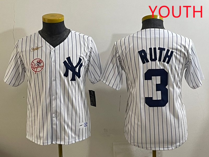 Youth New York Yankees #3 Ruth White 2025 Nike MLB jersey style 2->youth mlb jersey->Youth Jersey